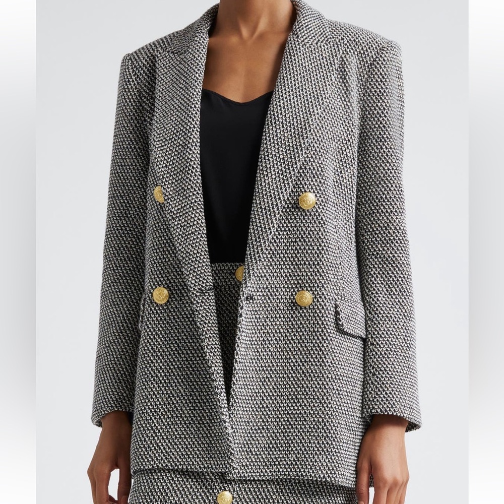 NEW L’agence Riva Double Breasted Knit Blazer - Picture 2 of 15